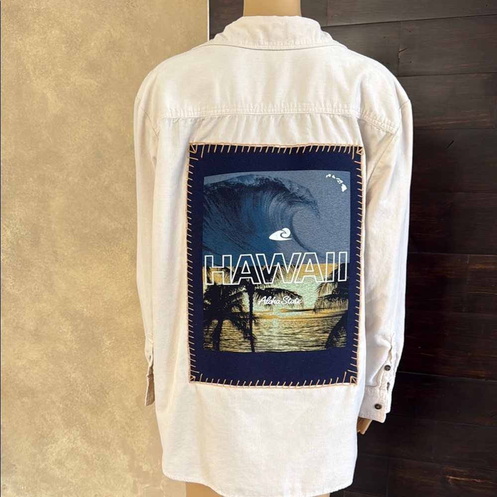 Hawaii Cream Corduroy Button Up Shacket Size L